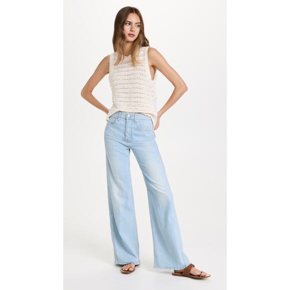 Veronica Beard Taylor Relaxed Wide Leg High Rise Jean in Aire Size 28 Light Blue - Picture 1 of 16